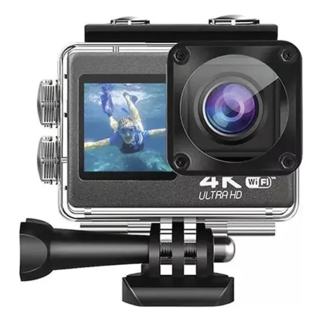 Camara Deportiva Sumergible Wifi Doble Pantalla De 4k 30fps