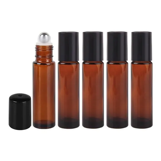 Envase De Vidrio Ámbar Bola En Acero 10 Ml Paquete X 100