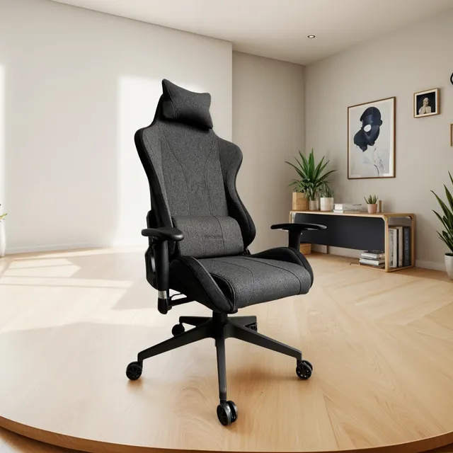 Silla Gamer Ergonomica Hiroto Giratoria Gris Zerilanka Tela