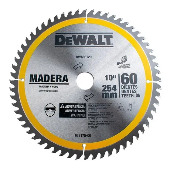 Disco Sierra Para Madera 10puLG. 60 Dientes Dewalt Dwa03120