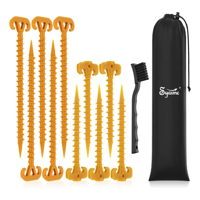 Tent Stakes Anclaje De Suelo Espiral De 11 Naranja, Pl...