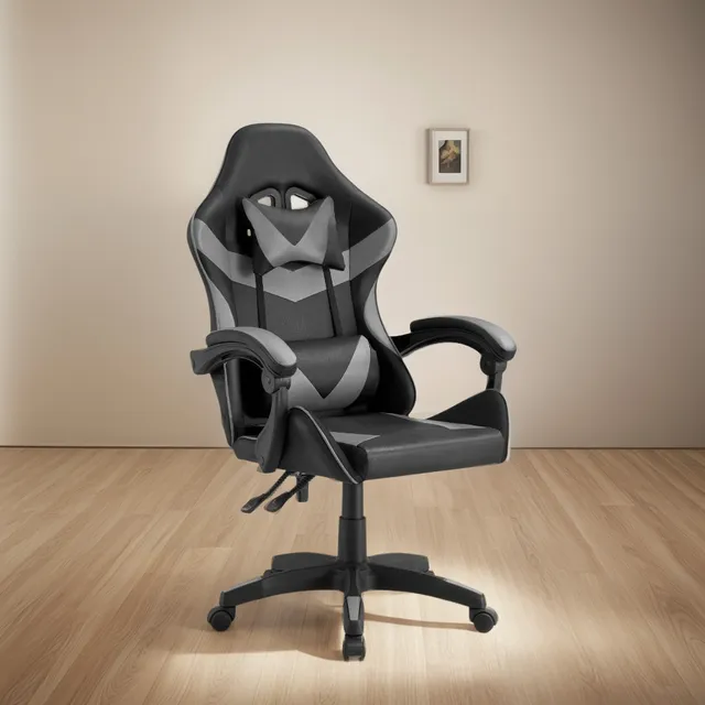 Silla Gamer Yekson Negro Y Gris Cómodo Espaldar Y Rodachines