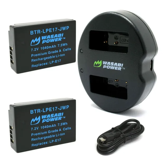 Lp E17 Battery 2 Pack Y Dual Usb Cargador Para Canon Lp...