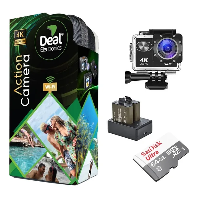 Cámara De Acción Rape 4k 30fps 16mp+64gb+carg Dual+2bat