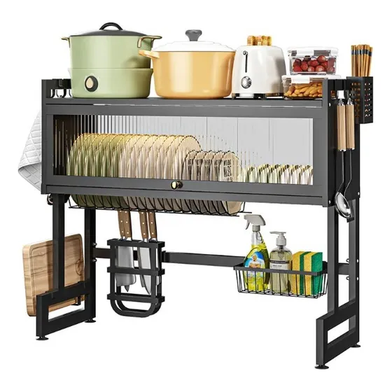 Escurridor Platos Cocina Con Gabinete Color Negro