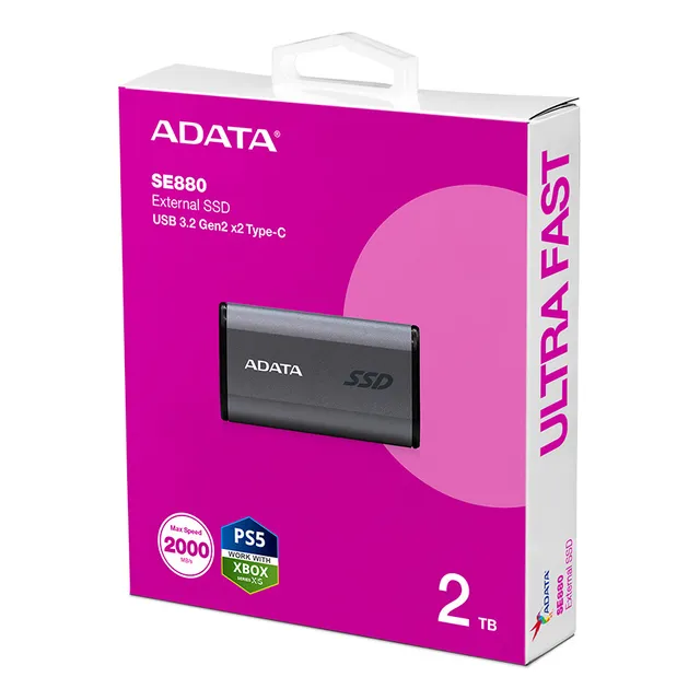 Ssd Externo Adata Se880 2tb Usb C 3.2 Ps5 Xbox Gris Titanio