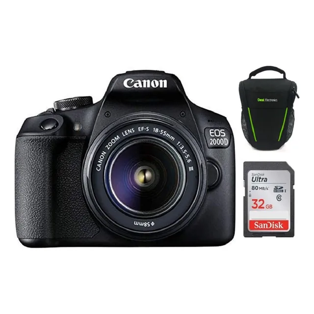 Camara Canon Eos 2000d / T7 24mp + 18-55mm + 32gb + Bolso
