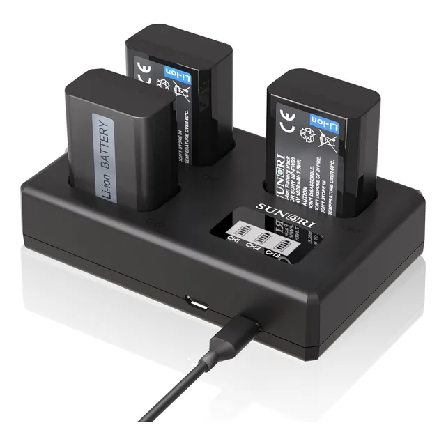 Set De 3 Baterías Np-fw50 Y Cargador Para Cámaras Sony