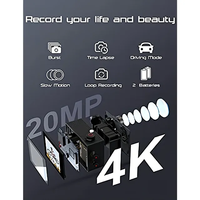 Cámara Sumergible Apexcam 4k Uhd 20mp Con Control Remoto Col