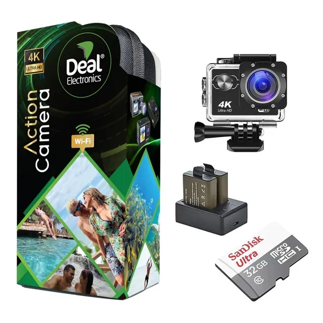 Cámara De Acción Rape 4k 30fps 16mp+32gb+carg Dual+2bat