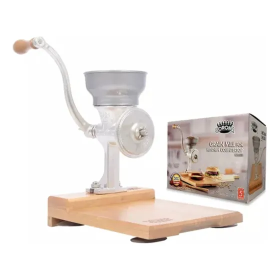 Molino Corona Tradicional Soporte Madera Meson Moler Granos