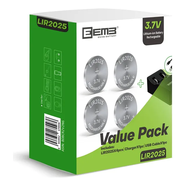 Lir2025 Rechargeable Liion Battery Charger With 4pcs 3....