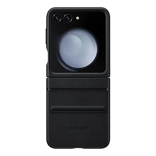 Cover Samsung Galaxy Flip 5 Solapa De Cuero Color Negro Liso