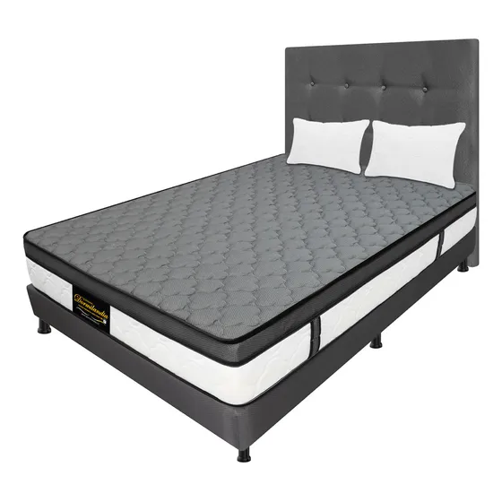 Colchon Dormilandia Dublín Gris Doble + Base cama + Cabecero
