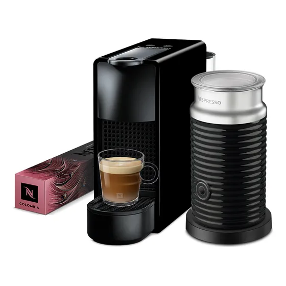 Máquina Nespresso Essenza Mini Negra & Espumador De Leche Co