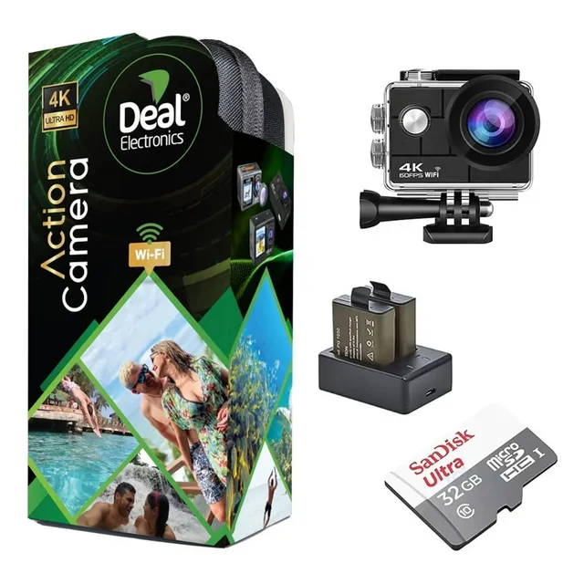 Cámara De Acción Kraker 4k Eis 24mp+32gb+carg Dual+2bat Colo