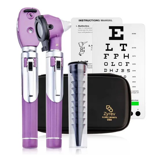 Otoscopio Oftalmoscopio Dúplex Multifunción Con Funda Morada
