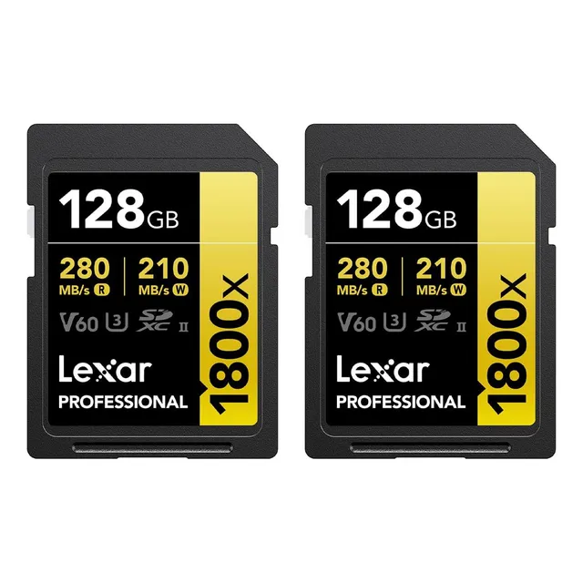 Pack x2 Tarjetas Memoria Sd Lexar Gold 128gb 1800x 280 Mb/s