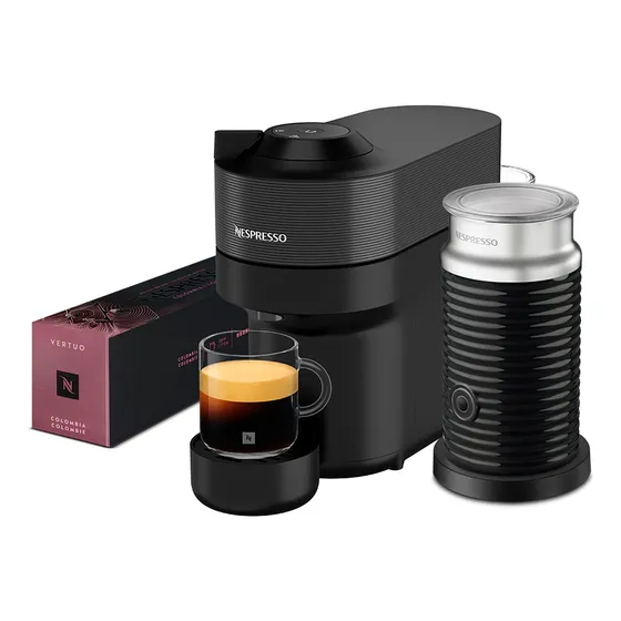 Máquina Nespresso Vertuo Pop Black + Espumador De Leche Colo