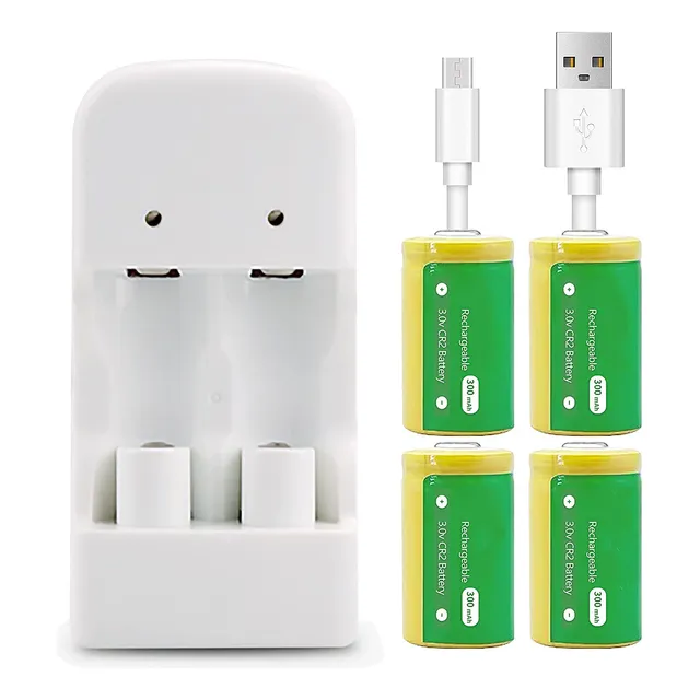Juego De Cargador Usb Cr2 3.0v Cr2 3v Bateria De Camara Cr15