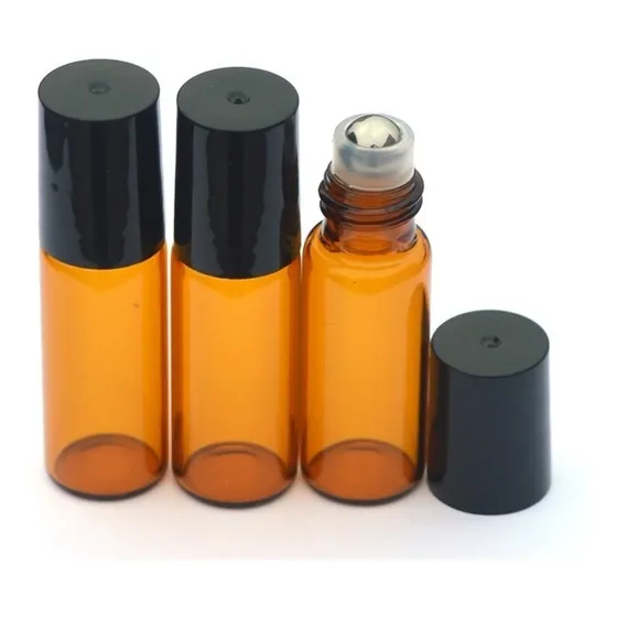 Frascos Perfumeros Bola En Acero 5 Ml Ámbar Paquete X 100