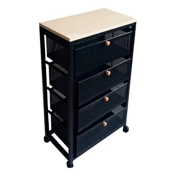 Organizador 4 Puestos Con Ruedas Multiusos Negro
