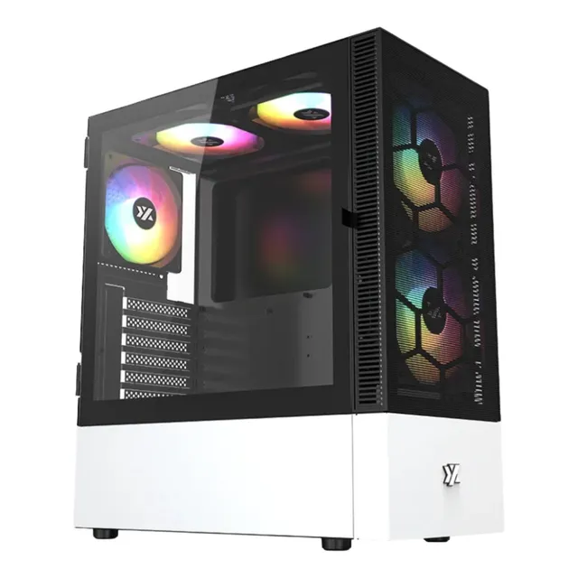 Chasis Xyz Airone 200 Mesh Negra/blanca 5. Fan Argb Vidrio T