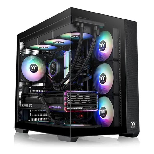 Funda negra Thermaltake View 380 para jugadores, 4 x 120 mm,