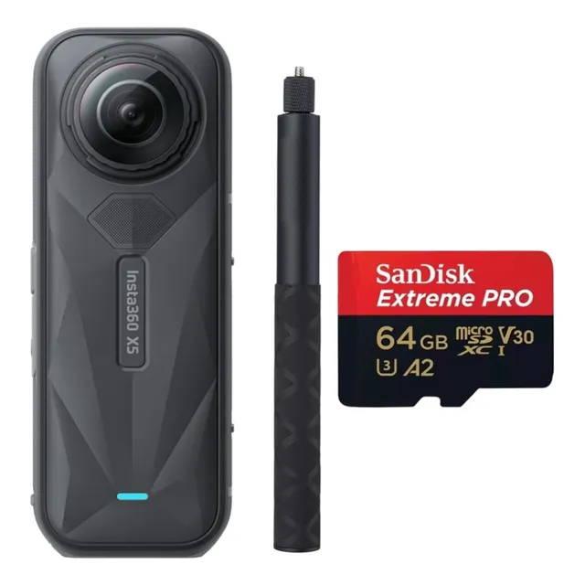 Cámara Deportiva Insta360 X5 + 64gb + Selfie Stick Invisible