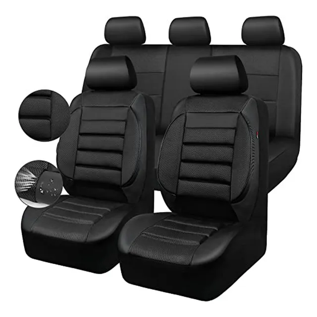 Cubre Asientos De Cuero Con Soporte Lumbar 3d Para Auto, Jue