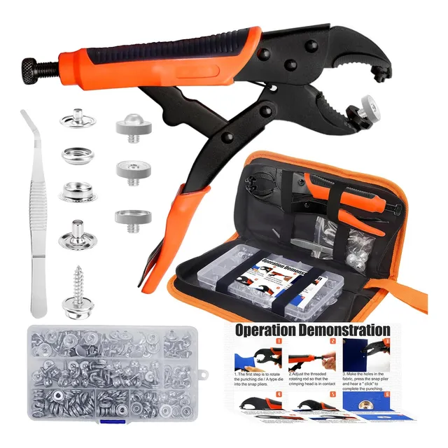 60set Snap Fastener Tool Kit, 15mm Metal Snap Buttons +...
