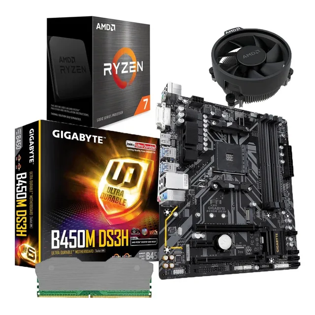 Combo Board B450m Procesador Amd Ryzen 7 5700 Ram 16gb Pc