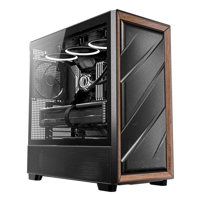 Caja De Pc Antec Flux E-atx Con 5 Ventiladores Pwm Y Madera