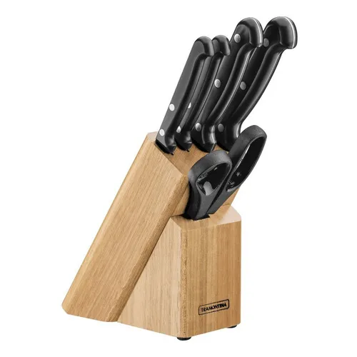 Juego De Cuchillos Ultracorte Soporte De Madera Tramontina C