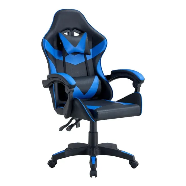 Silla Gamer Yekson Negro Y Azul Cómodo Espaldar Y Rodachines