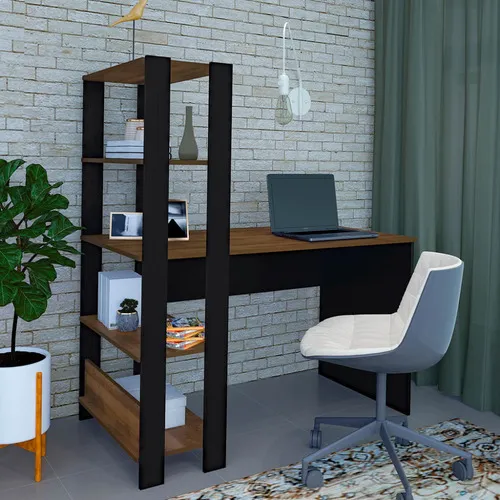 Mesa de escritorio con estante que combina Artely Pine con n