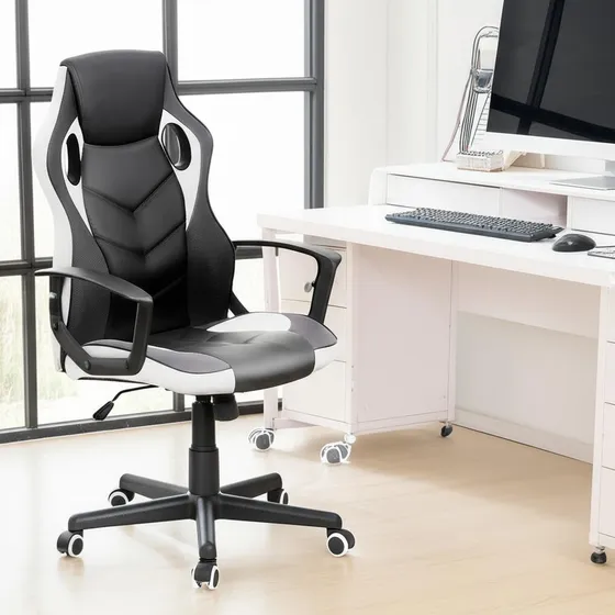 Silla De Oficina Gamer Gerencial Giratoria Color Blanco