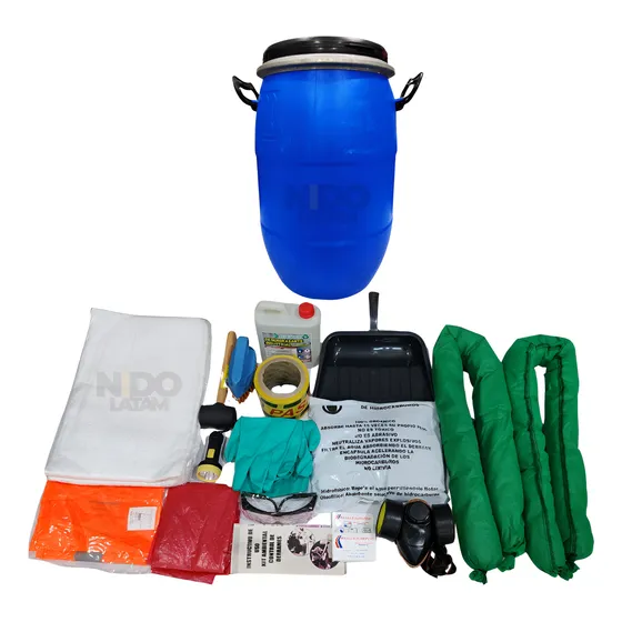 Kit Control Derrames Caneca 10 Galones Completo Hidrocarburo