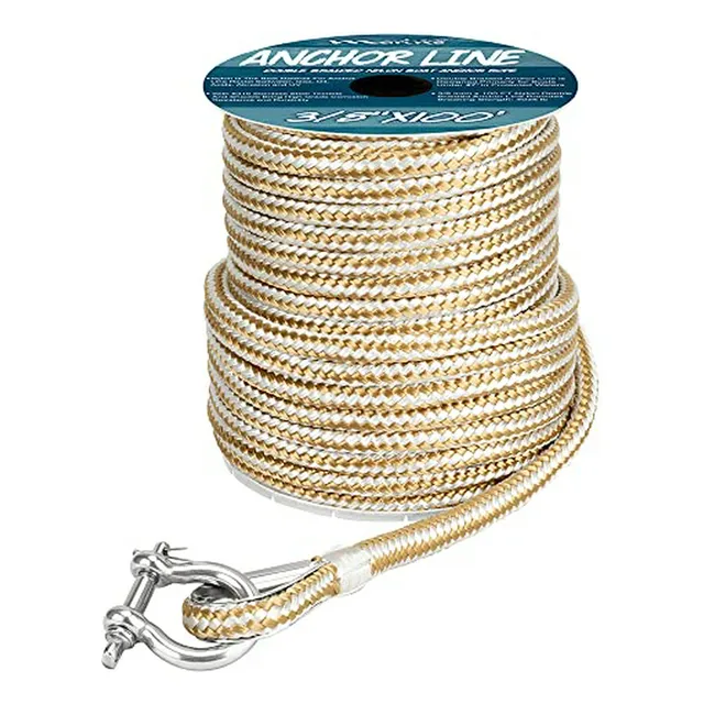 Cuerda De Anclaje Doble Trenzada Nylon Dorada/blanca 3/8 X