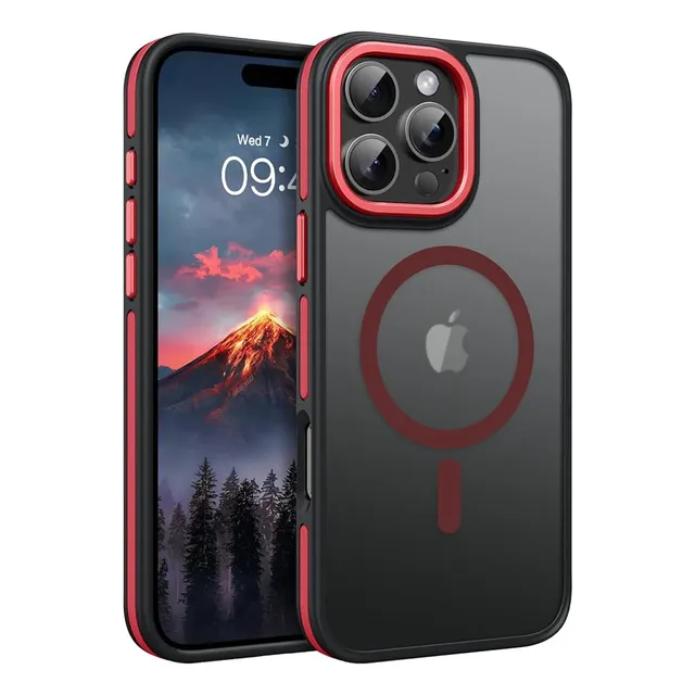 Funda Kevlar iPhone 16 Pro Max Negro Y Rojo