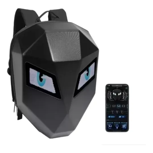 Maleta Rigida Motera Expandible Ojos Leds Mochila Biker