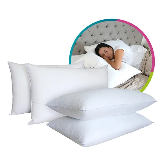 Set X 4 Almohadas Antifluido Con Sensación Plumas De Ganso C