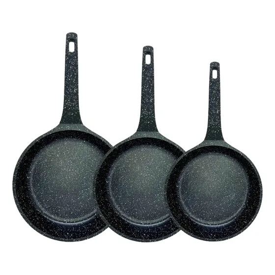 Juego De Sartenes En Mármol Renahouse Tapa De Vidrio 6 Pcs C