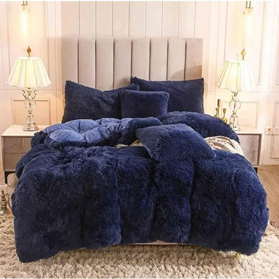 Cubrelecho Felpa Peluche Piel De Durazno Doblefaz Cama Doble