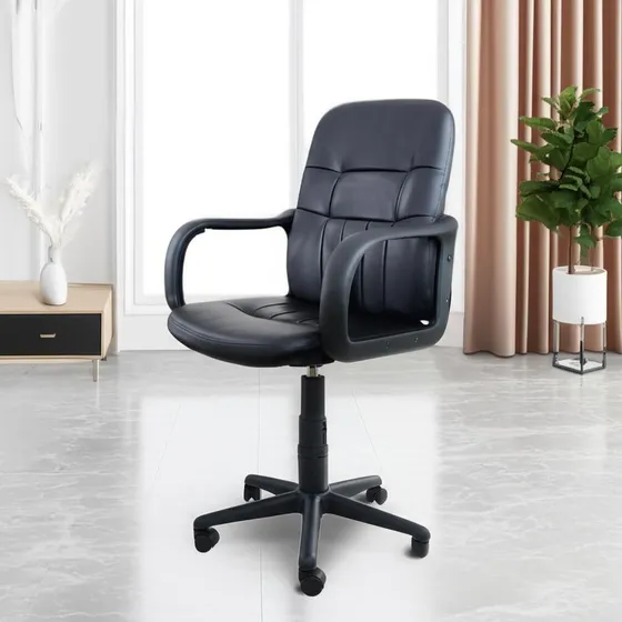 Silla Escritorio Oficina Pc Ecocuero Ejecutiva Brazos Negra