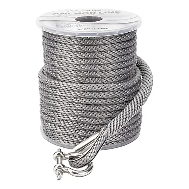 Cuerda De Ancla Trenzada Gris De 3-8 X 100' Con Accesorios