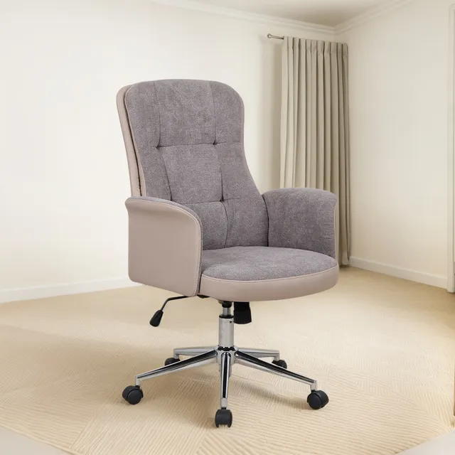 Silla Deescritorio Gris Geibe Vintage Tela Oficina Exclusiva