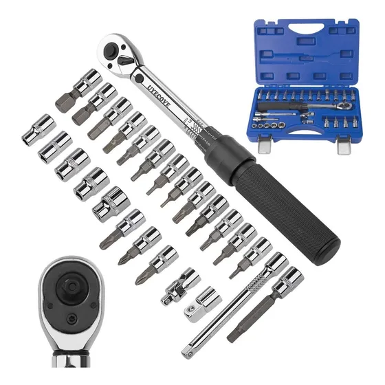 Torquimetro Bicicleta Kit Llave Torque Rache 1/4 Profesional