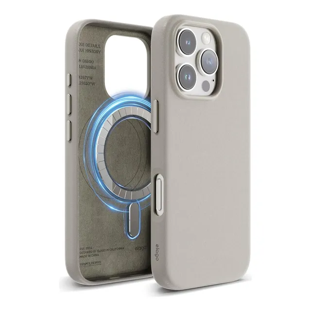 Estuche Para iPhone 16 Pro Max Magsafe Leather Elago En Gris