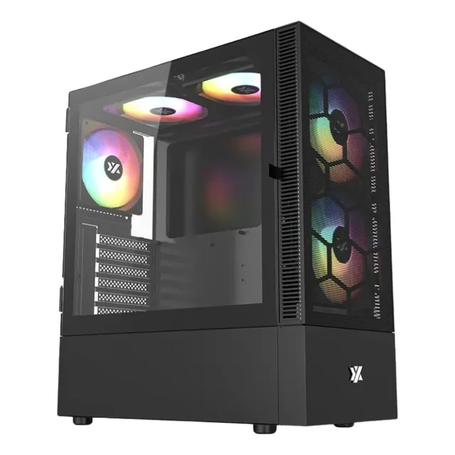 Chasis Xyz Airone 200 Mesh Negra 5.fan Argb
